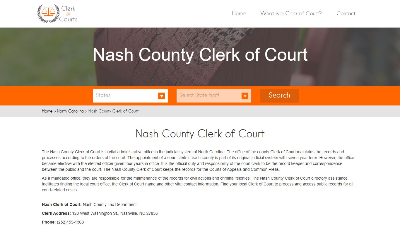 Find Your Nash County Clerk of Courts in NC - clerk-of-courts.com